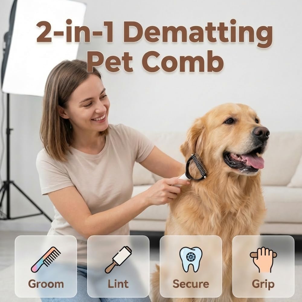 Double Sided Pet Dematting Comb for Cats & Dogs