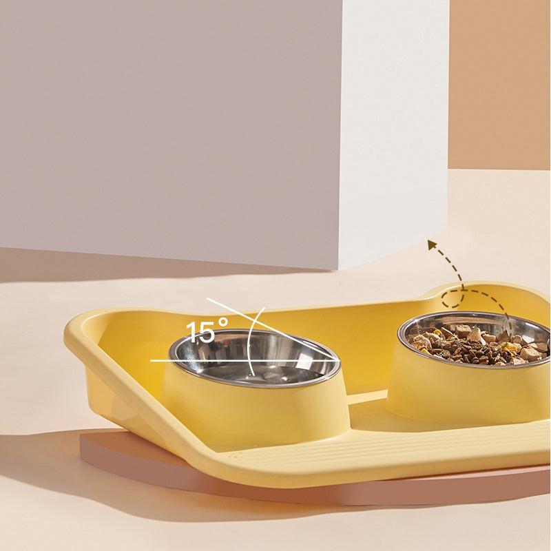 TiltGuard Stainless Steel Double Pet Bowl