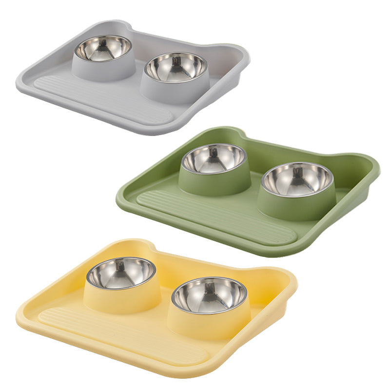 TiltGuard Stainless Steel Double Pet Bowl