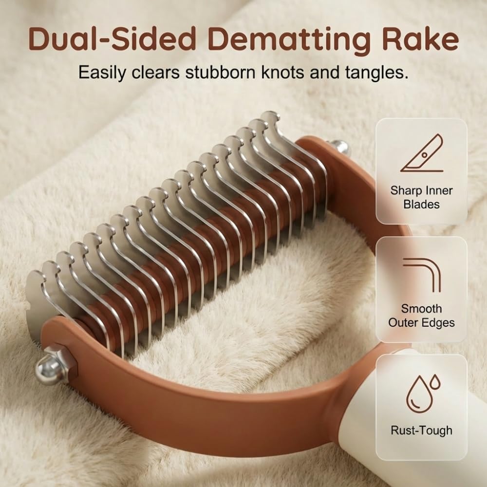 Double Sided Pet Dematting Comb for Cats & Dogs