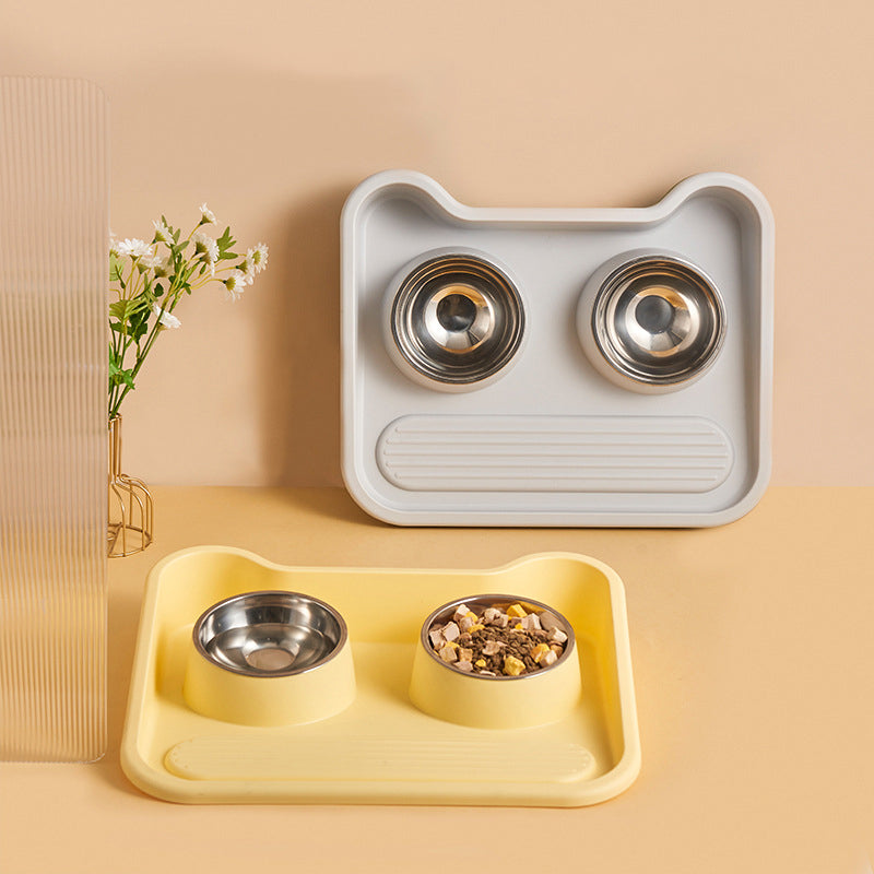 TiltGuard Stainless Steel Double Pet Bowl