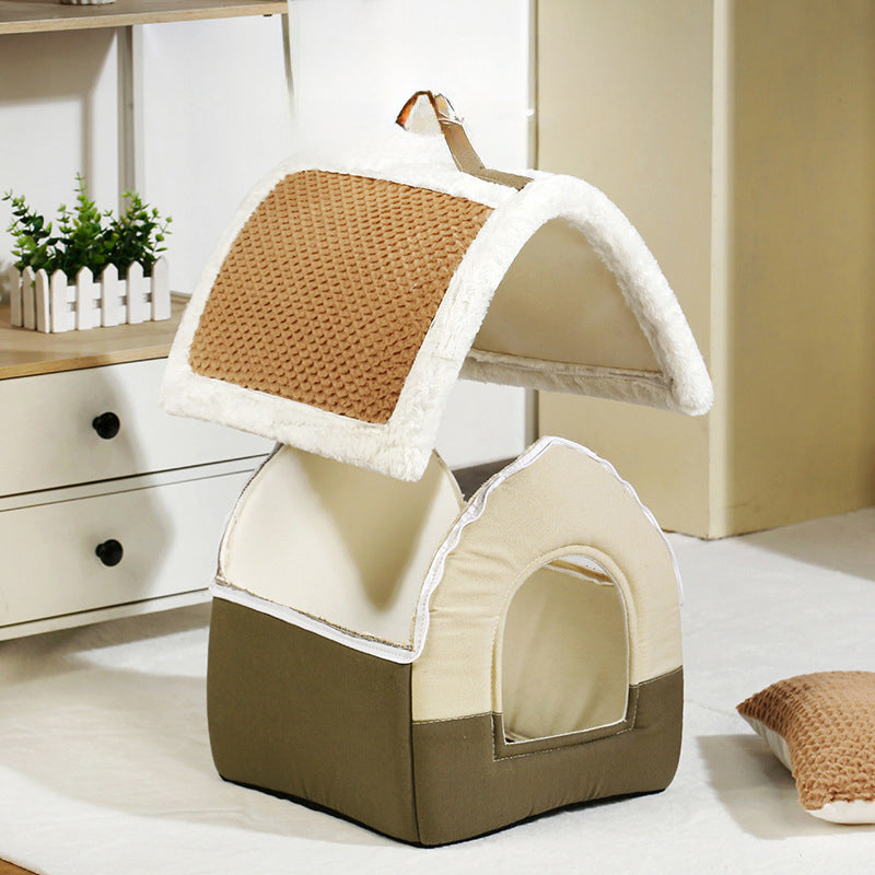CozyPaws Foldable Pet Cave Bed